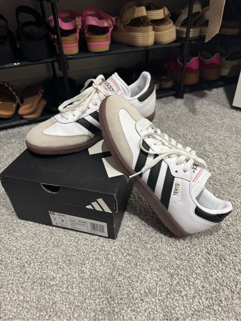 adidas White Black and Gum Samba Women's Sneakers